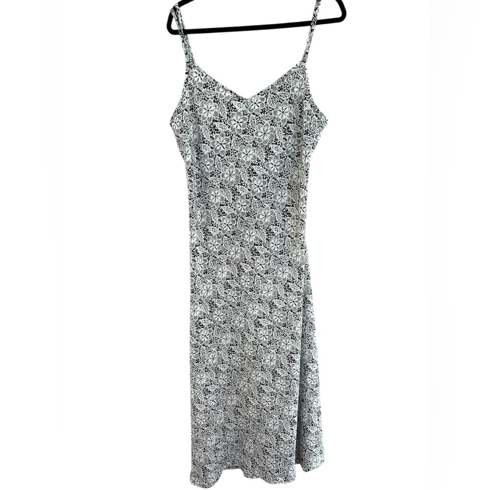 Express Womens Vintage Y2K 90s Floral Black White Slip Maxi Zip Dress Size 11/12